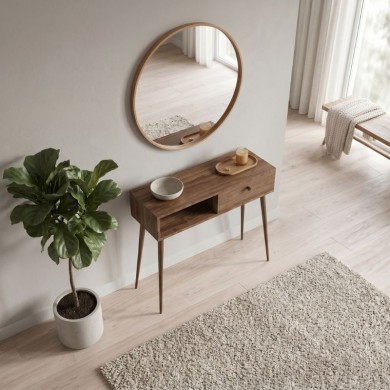 Κονσόλα Napoli Megapap χρώμα καρυδί 90x29x88εκ.