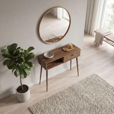 Κονσόλα Napoli Megapap χρώμα καρυδί 90x29x88εκ.