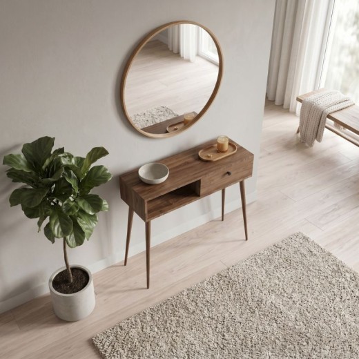 Κονσόλα Napoli Megapap χρώμα καρυδί 90x29x88εκ.