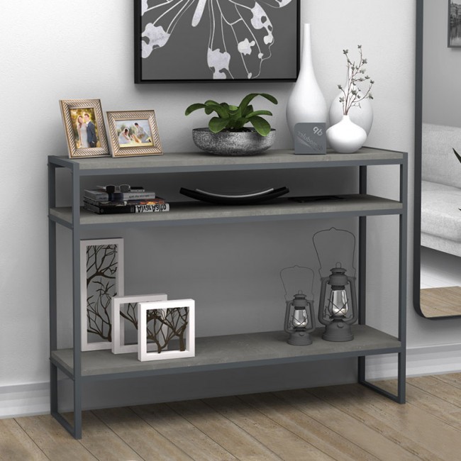 Κονσόλα New Smart Megapap χρώμα γκρι σκυροδέματος 120x33x90εκ.