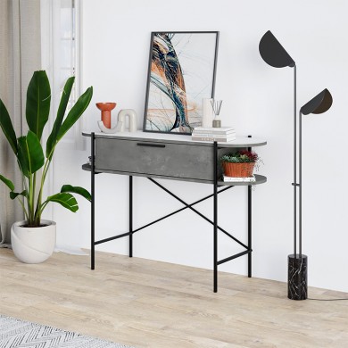Otis Megapap melamine console inretro grey - white color 130x38x86,2cm.