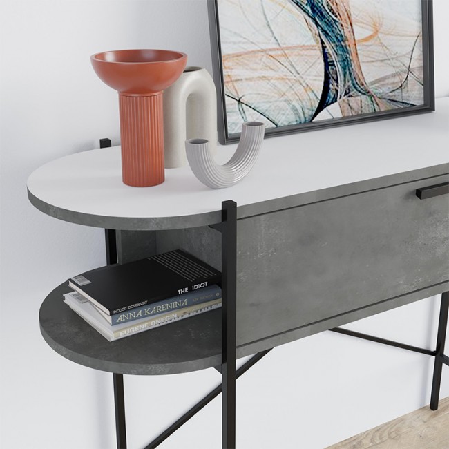 Κονσόλα Otis Megapap χρώμα γκρι ρετρό - λευκό 130x38x86,2εκ.