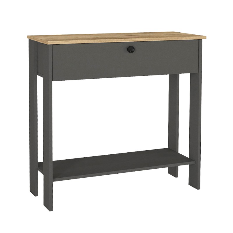Κονσόλα Priapos Megapap χρώμα ανθρακί - sepet oak 90x29,6x91,8εκ.