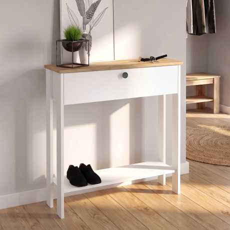 Priapos Megapap melamine dresser in white - sepet oak color 90x29.6x91.8cm.