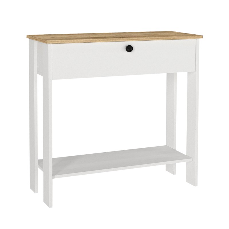 Κονσόλα Priapos Megapap χρώμα λευκό - sepet oak 90x29,6x91,8εκ.