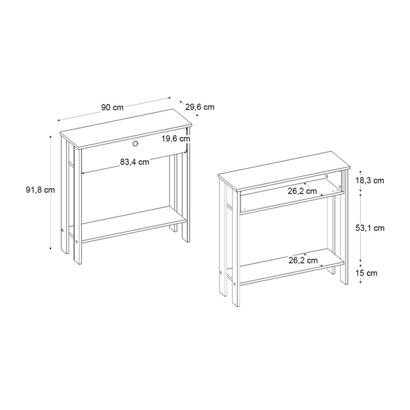 Κονσόλα Priapos Megapap χρώμα λευκό - sepet oak 90x29,6x91,8εκ.