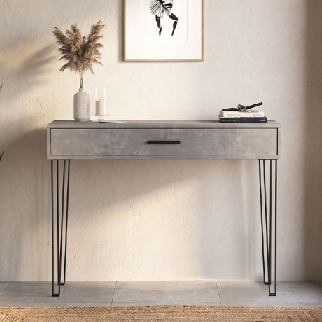 Κονσόλα Rochel Megapap χρώμα γκρι σκυροδέματος 120x35x89,8εκ.