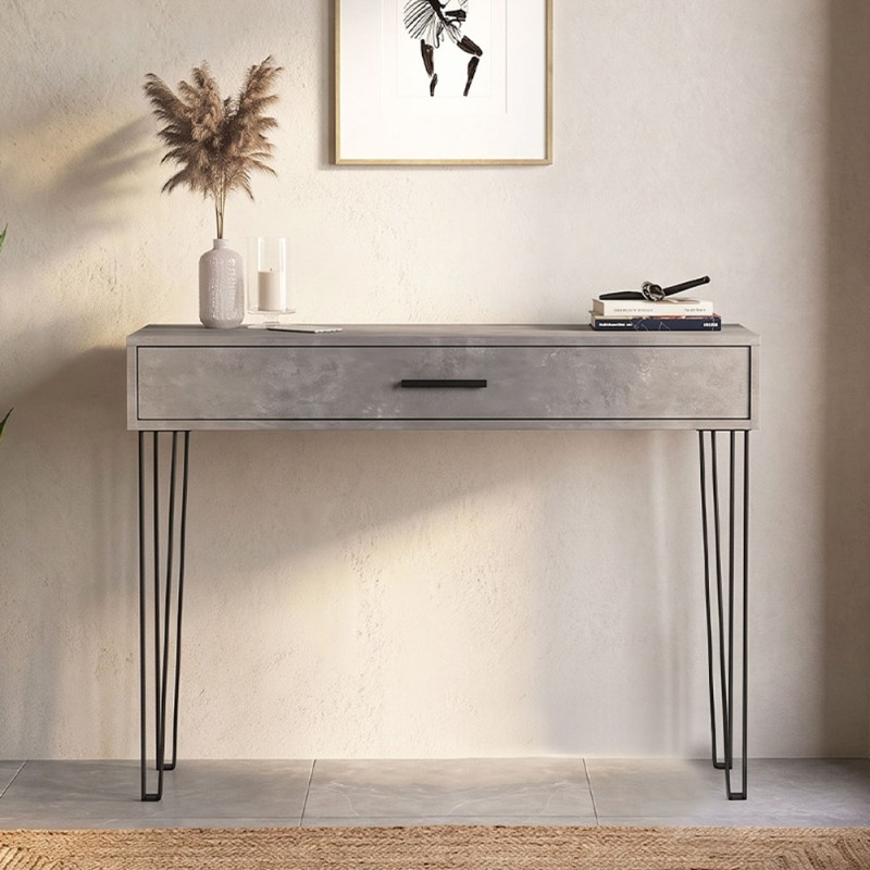 Κονσόλα Rochel Megapap χρώμα γκρι σκυροδέματος 120x35x89,8εκ.