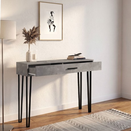 Κονσόλα Rochel Megapap χρώμα γκρι σκυροδέματος 120x35x89,8εκ.