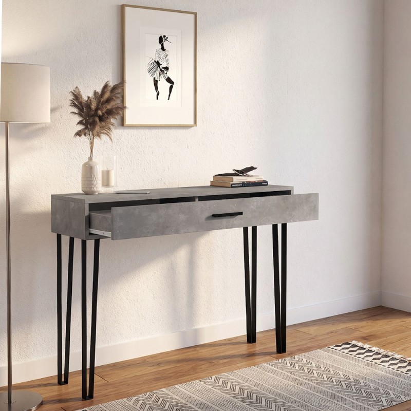 Κονσόλα Rochel Megapap χρώμα γκρι σκυροδέματος 120x35x89,8εκ.