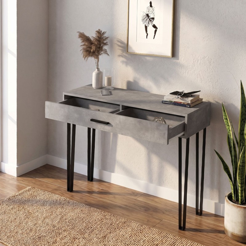 Κονσόλα Rochel Megapap χρώμα γκρι σκυροδέματος 120x35x89,8εκ.