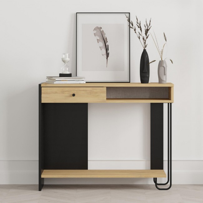 Κονσόλα Sirius Megapap χρώμα sapphire oak - silky black 100x35x79εκ.