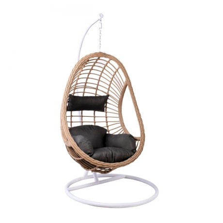 MACAN-II Hanging Lounge Steel White/Wicker Grey/Cushion Anthracite