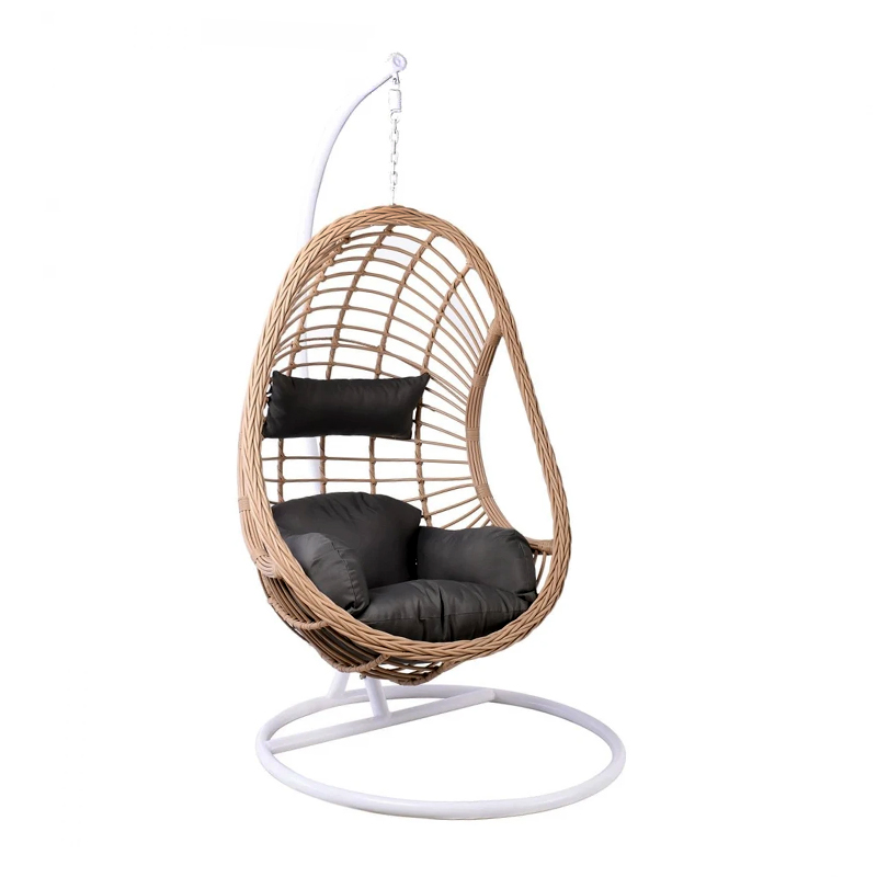 MACAN-II Hanging Lounge Steel White/Wicker Grey/Cushion Anthracite