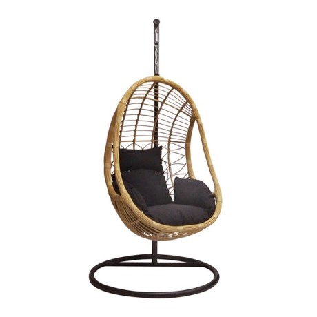 SALSA Hanging Lounge Steel Black/Wicker Natural/Cushion Black