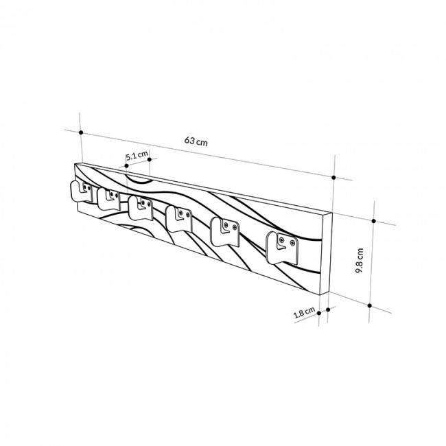 Flow Megapap wall hanger made of metal - melamine color white 63x1.8x9.8cm.