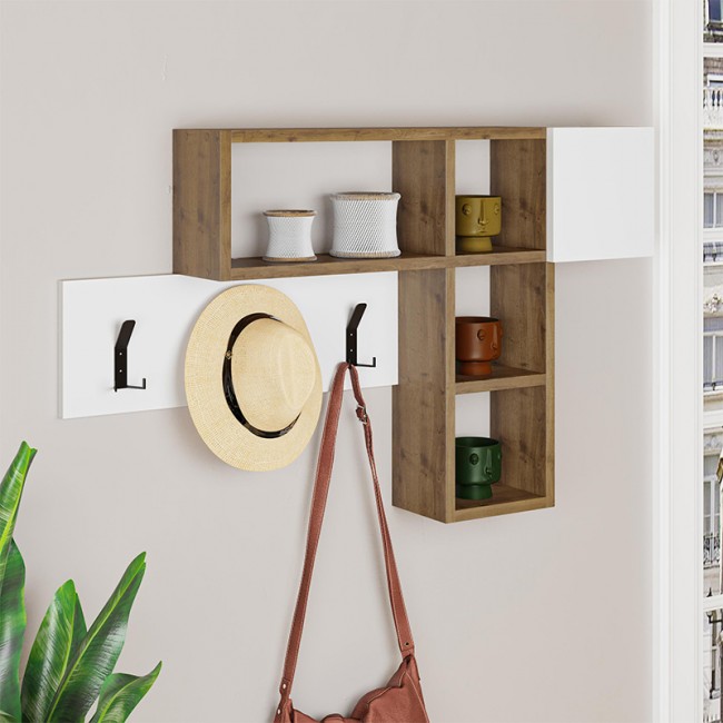 Κρεμάστρα τοίχου Game Megapap χρώμα φυσικό οξιάς - λευκό 99,5x15x61εκ.