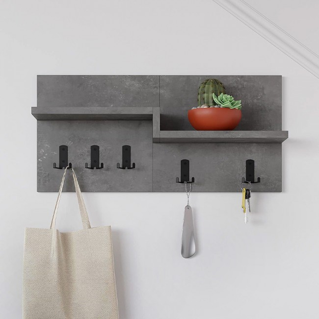 Harmon Megapap wall hanger made of metal - melamine color retro grey 65x15x31cm.