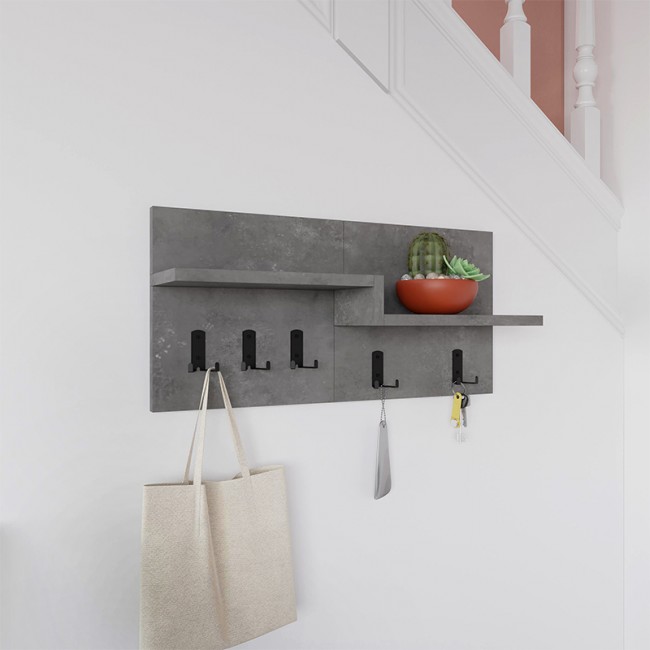 Harmon Megapap wall hanger made of metal - melamine color retro grey 65x15x31cm.
