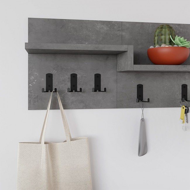 Harmon Megapap wall hanger made of metal - melamine color retro grey 65x15x31cm.