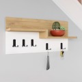 Harmon Megapap wall hanger made of metal - melamine color sapphire oak - white 65x15x31cm.