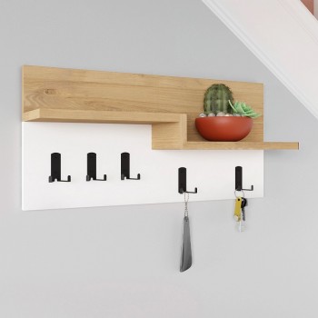 Harmon Megapap wall hanger made of metal - melamine color sapphire oak - white 65x15x31cm.