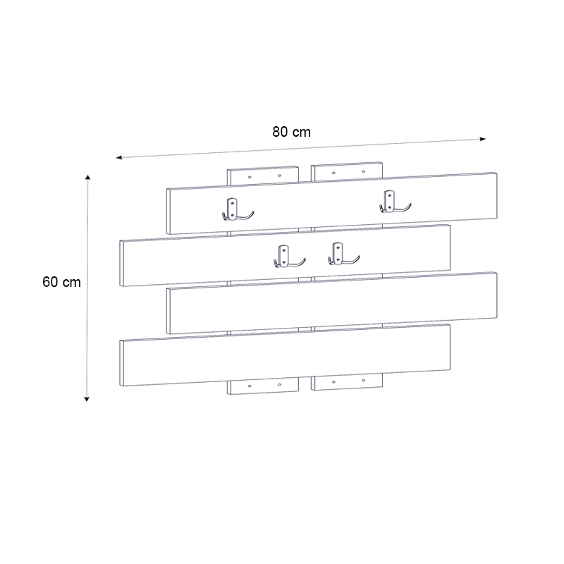 Holly Megapap melamine wall hanger in white - walnut color 80x5x60cm.