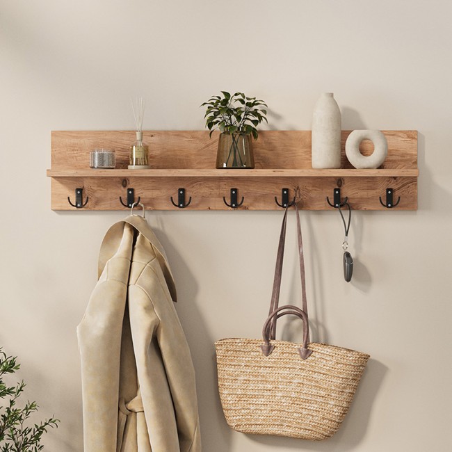 Κρεμάστρα τοίχου Kery Megapap χρώμα pine oak 91x11x20εκ.