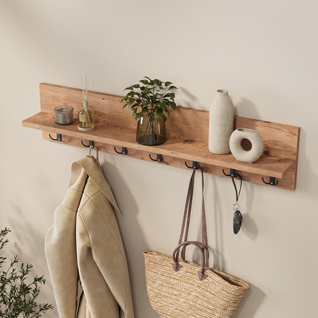 Κρεμάστρα τοίχου Kery Megapap χρώμα pine oak 91x11x20εκ.