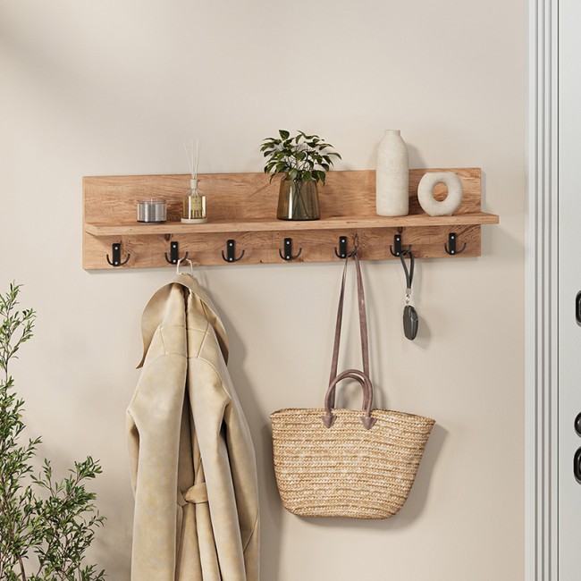 Κρεμάστρα τοίχου Kery Megapap χρώμα pine oak 91x11x20εκ.