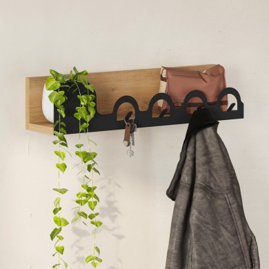 Liora Megapap wall hanger made of metal - melamine color sapphire oak 63x14x14cm.