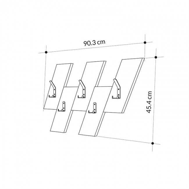 Livy Megapap wall hanger made of metal - melamine color sapphire oak - retro grey 75.2x1.8x45.3cm.