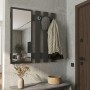 Folin Megapap melamine wall coat hanger with mirror in anthracite color 90x4x90cm.