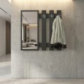 Folin Megapap melamine wall coat hanger with mirror in anthracite color 90x4x90cm.