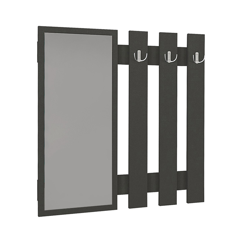 Folin Megapap melamine wall coat hanger with mirror in anthracite color 90x4x90cm.