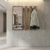 Κρεμάστρα τοίχου με καθρέπτη Folin Megapap χρώμα καρυδί 90x4x90εκ.