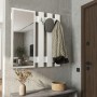 Folin Megapap melamine wall coat hanger with mirror in white color 90x4x90cm.