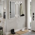 Folin Megapap melamine wall coat hanger with mirror in white color 90x4x90cm.