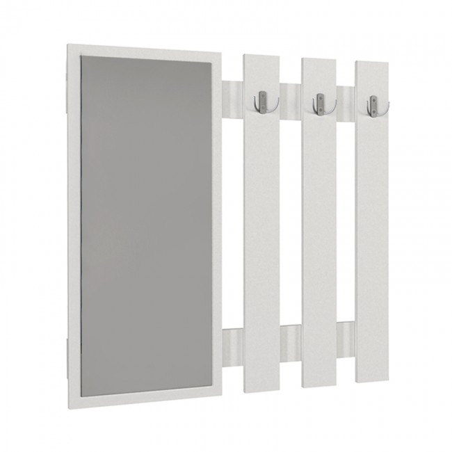 Κρεμάστρα τοίχου με καθρέπτη Folin Megapap χρώμα λευκό 90x4x90εκ.