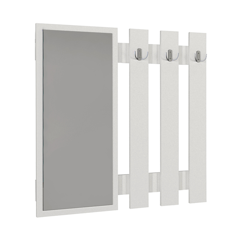 Folin Megapap melamine wall coat hanger with mirror in white color 90x4x90cm.