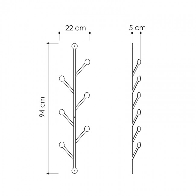 Κρεμάστρα τοίχου Ponpon Megapap μεταλλική χρώμα μαύρο 22x5x94εκ.