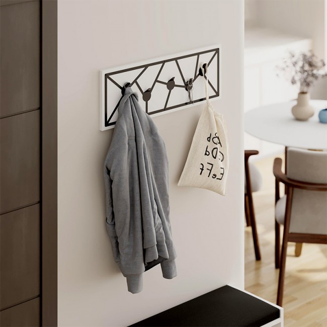 Κρεμάστρα τοίχου Trace Megapap χρώμα λευκό 74,6x1,8x26,6εκ.