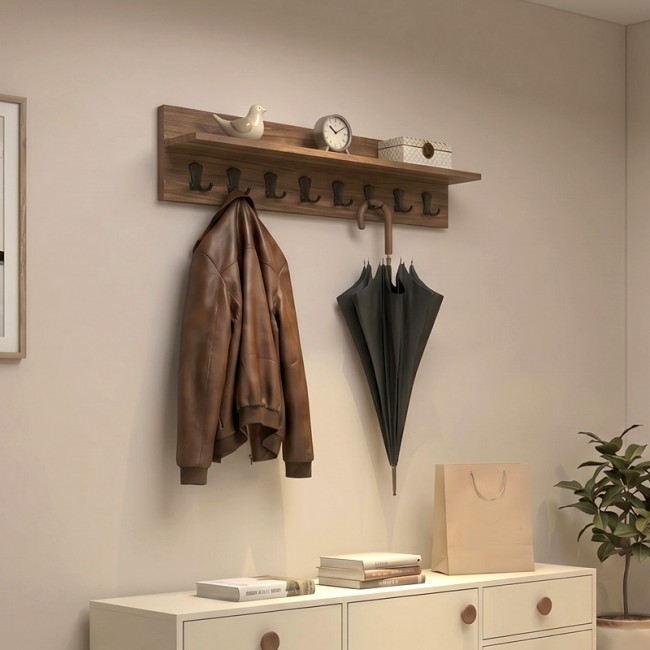 Κρεμάστρα τοίχου Vettini Megapap χρώμα καρυδί 100x12x20εκ.