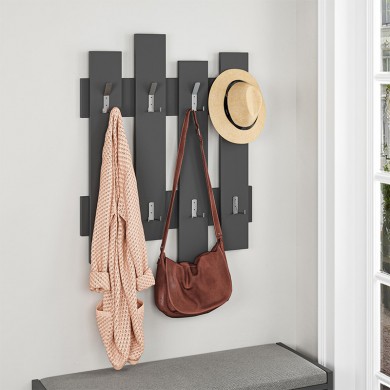 Wave Megapap melamine wall hanger in anthracite color 64x4x81cm.