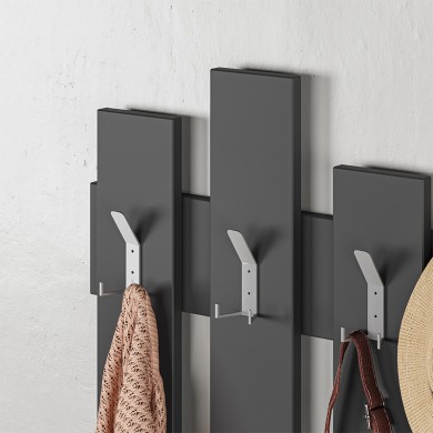 Wave Megapap melamine wall hanger in anthracite color 64x4x81cm.