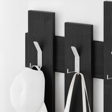 Wave Megapap melamine wall hanger in black wood color 64x4x81cm.