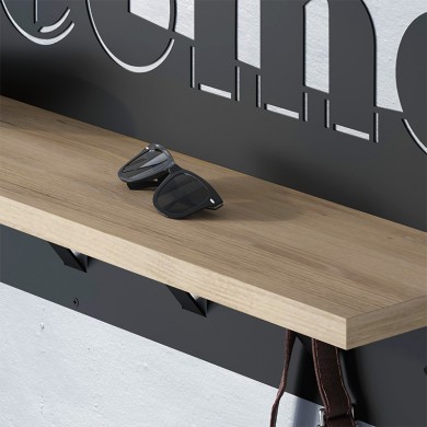 Welcome Megapap wall hanger made of metal - melamine color black - sapphire oak 86x15.2x29cm.