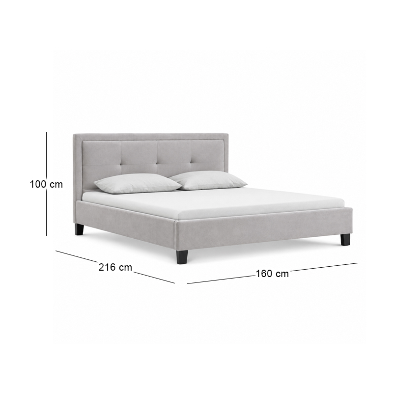 BECO Bed (for Mattress 150x200cm) Light Grey Fabric