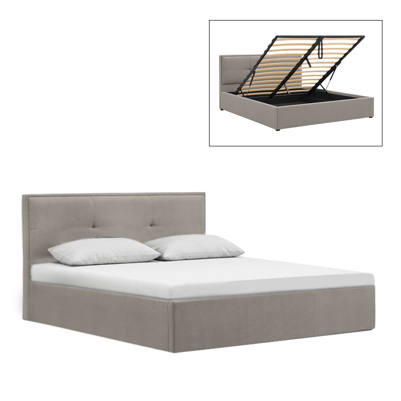 BECO Bed (for Mattress 160x200cm) Light Grey Fabric