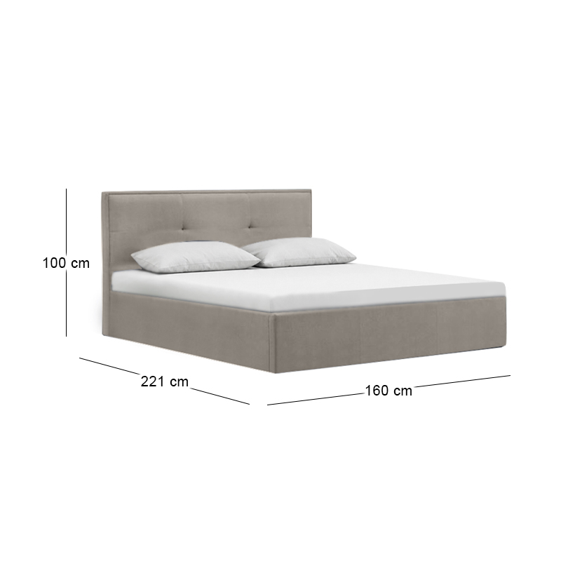 BECO Bed (for Mattress 160x200cm) Light Grey Fabric